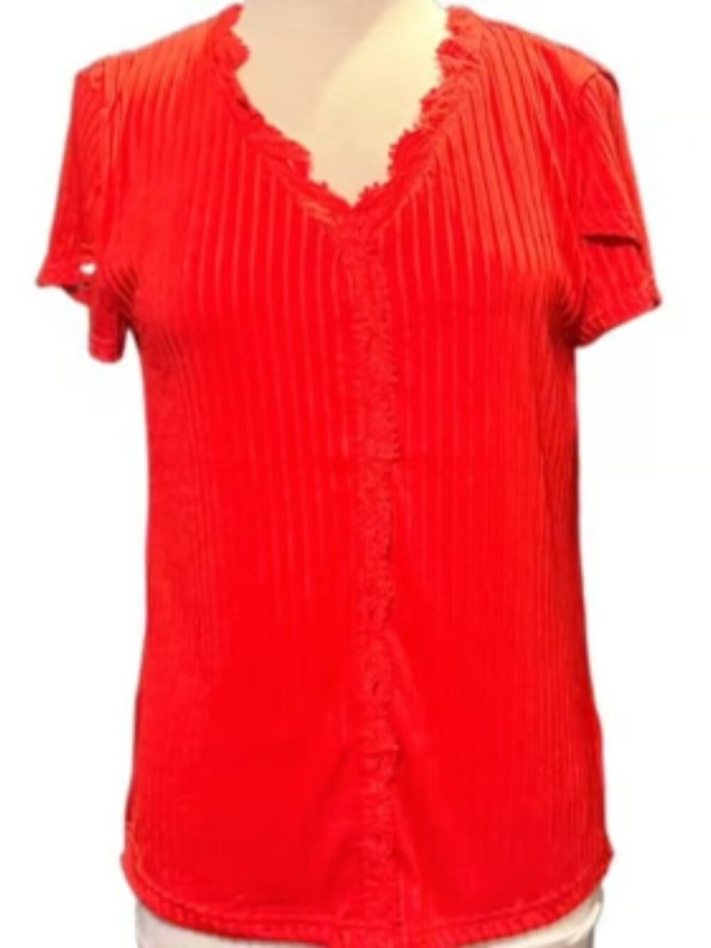 Just Fashion Now NWT Lightweight Short Sleeve Top RIbbed Stretchy Summer Blouse